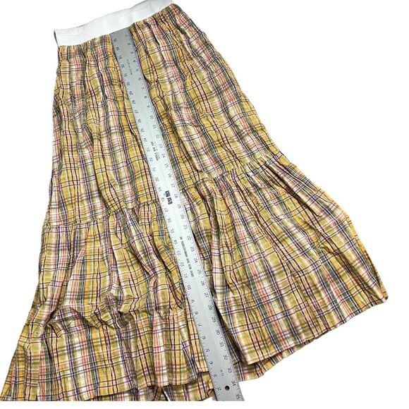 Tanya Taylor‎ Dress WMNS S Yelllow Plaid Midi Ribbed Cut Out Prairie Fall Modest - Picture 6 of 13